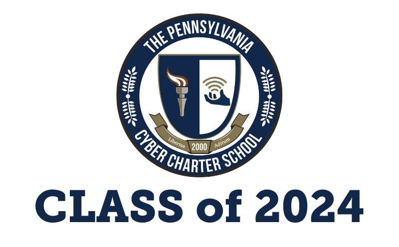 Text says "Class of 2024" and the school seal is included, which is a round emblem with a shield inside of it.